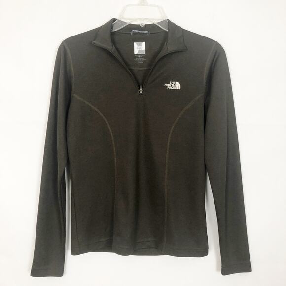The North Face 1/4 Zip Brown Long Sleeve Pullover - Picture 1 of 12